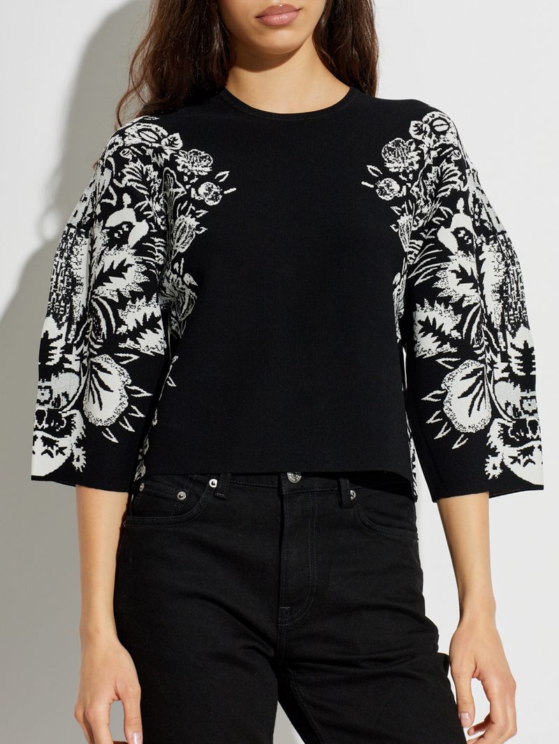 Alara 3/4 Sleeve Jacquard Pullover