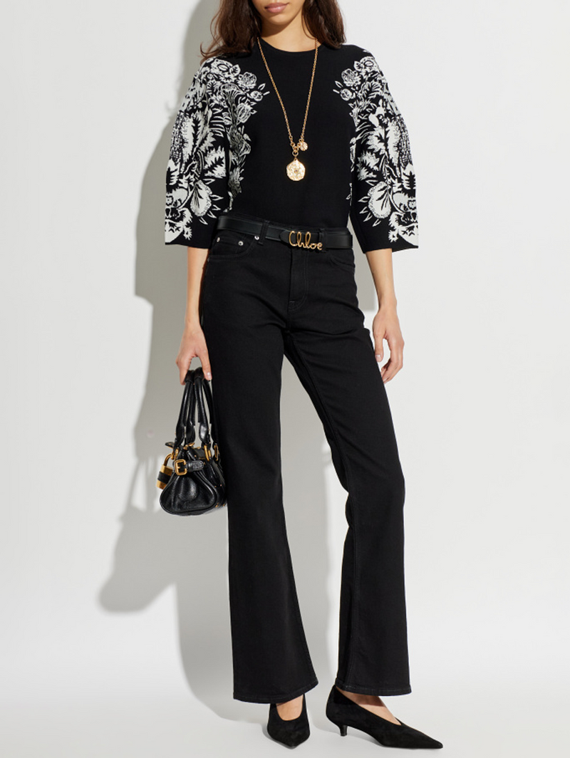 Alara 3/4 Sleeve Jacquard Pullover