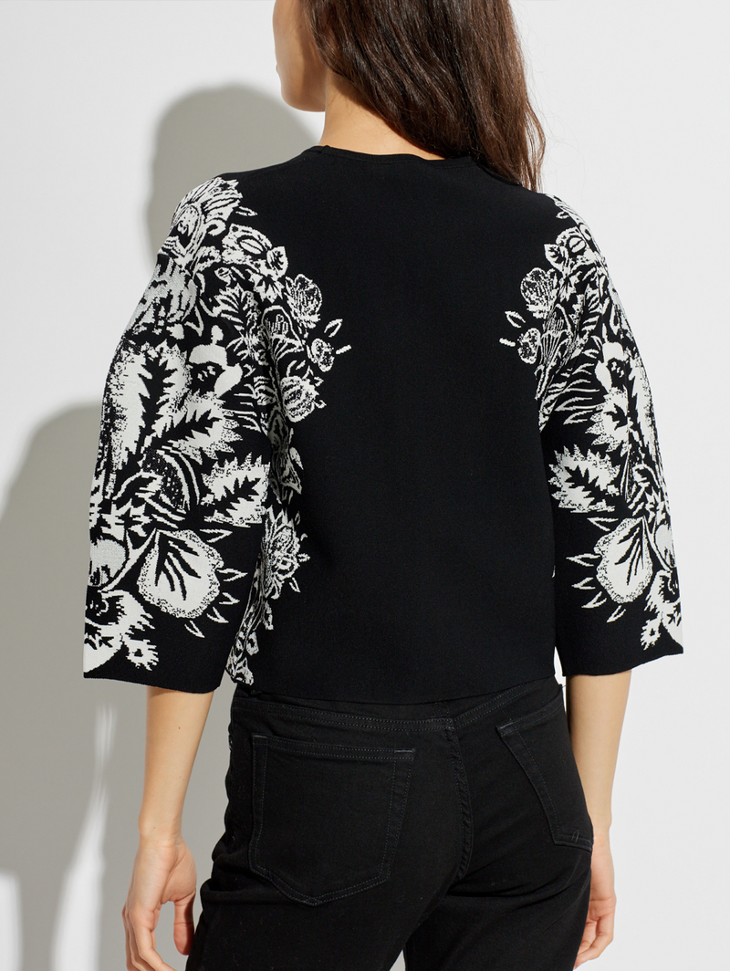 Alara 3/4 Sleeve Jacquard Pullover