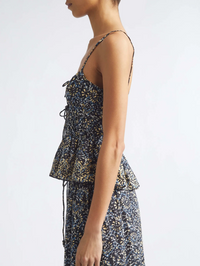 Anya Smocked Peplum Top in Midnight Bloom