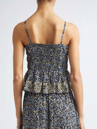 Anya Smocked Peplum Top in Midnight Bloom