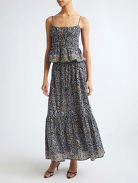 Anya Smocked Peplum Top in Midnight Bloom