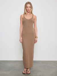 Military Rib Slim Tank Dress in Army