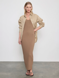 Military Rib Slim Tank Dress in Army