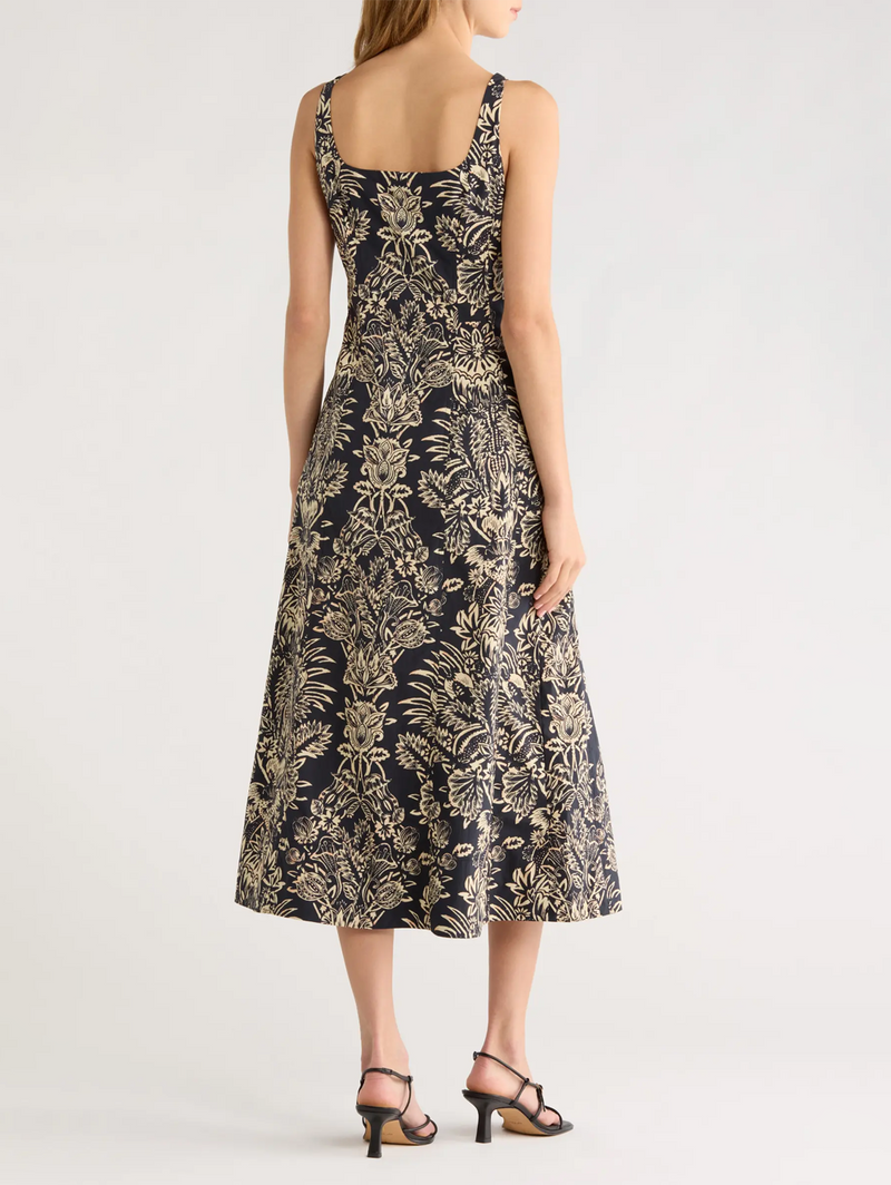 Natali Tank A-Line Dress in Noir Flora