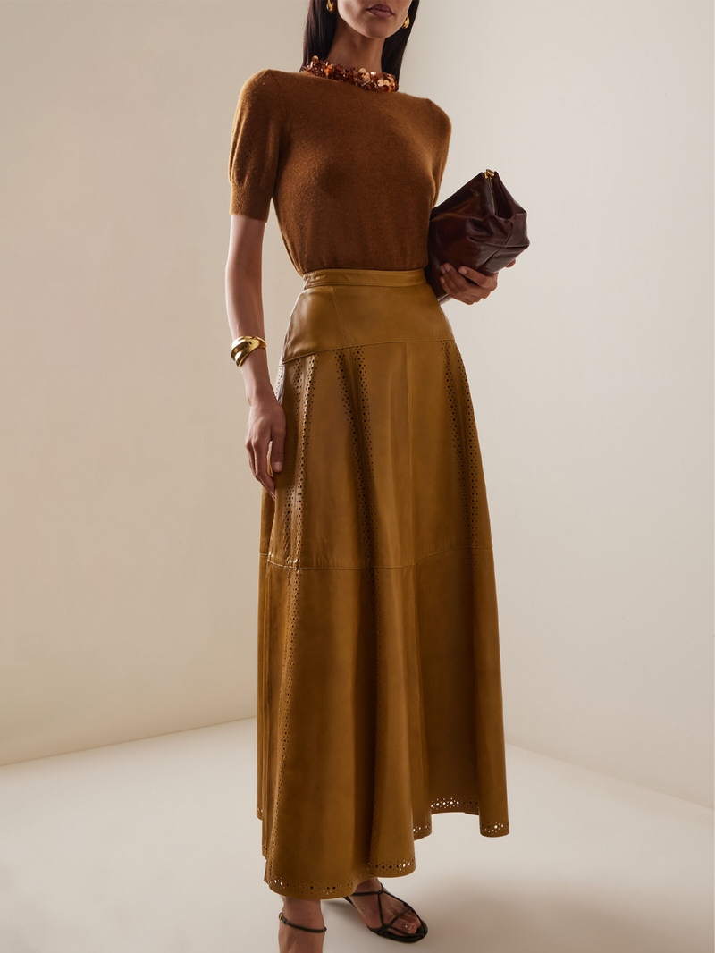 Liv Embroidered Cashmere Short Sleeve Knit