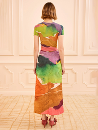 Inez Satin Pencil Skirt