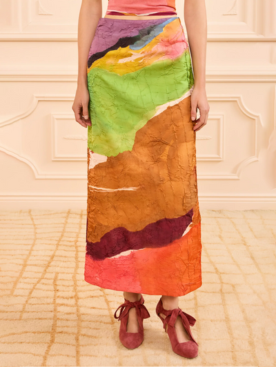 Inez Satin Pencil Skirt