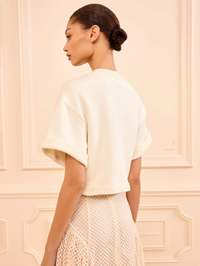 Cove Top with Embroidery in Creme