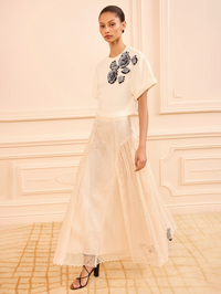 Cove Top with Embroidery in Creme