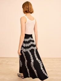 Valencia Jacquard Midi Skirt in Noir