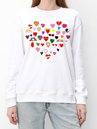 UNFORTUNATE PORTRAIT HEARTS SWEATSHIRT in White – Image 1