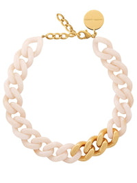 VANESSA BARONI Flat Chain Necklace with Gold Latte Marble in LATTE MARBLE – Image 1