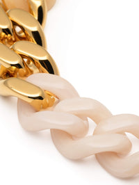 VANESSA BARONI Flat Chain Necklace with Gold Latte Marble in LATTE MARBLE – Image 3