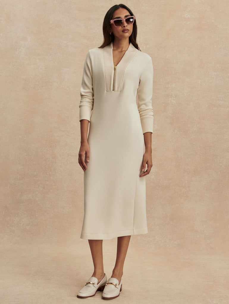 varley midi dress Bree Half Zip Dress, XS in Pristine Style:EE0164ADN this dress transitions beautifully Cotton Woven Altar'd State | Dresses