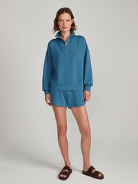 VARLEY Hawley Half Zip Sweat in Mallard Blue - 2
