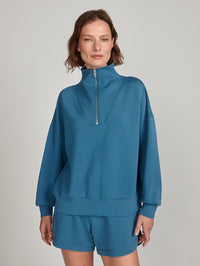 VARLEY Hawley Half Zip Sweat in Mallard Blue - 3