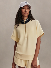 Front view of the Ritchie Short Sleeve Sweat 2.0 in Anise Flower by VARLEY with contrast neckline