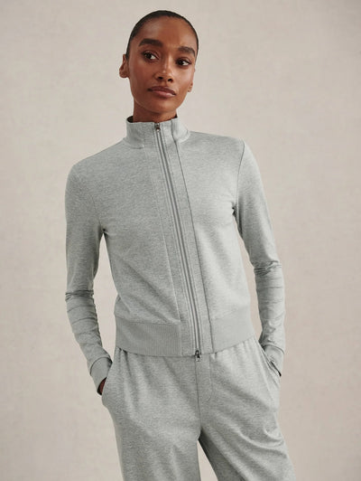 Rufus Cropped Zip Through in Blue Green Marl