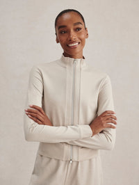 VARLEY Rufus Cropped Zip Through in Pebble Marl – Image 2