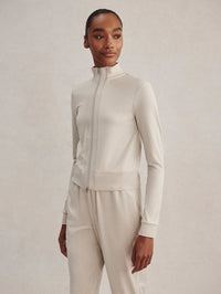 VARLEY Rufus Cropped Zip Through in Pebble Marl – Image 4