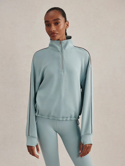 Sian Piped Half Zip Sweat in Tourmaline