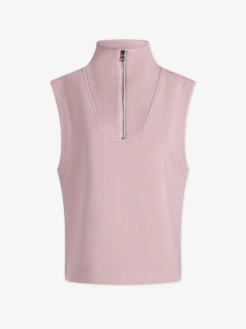 Magnolia Half-Zip Tank in Ice Mauve