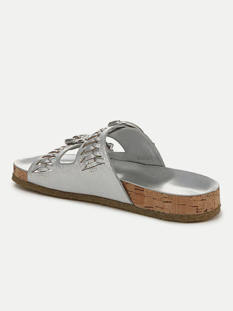 Paige Buckle Sandal in Silver