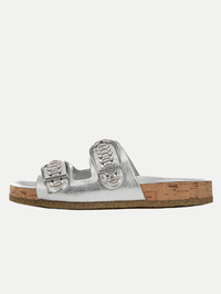 Paige Buckle Sandal in Silver