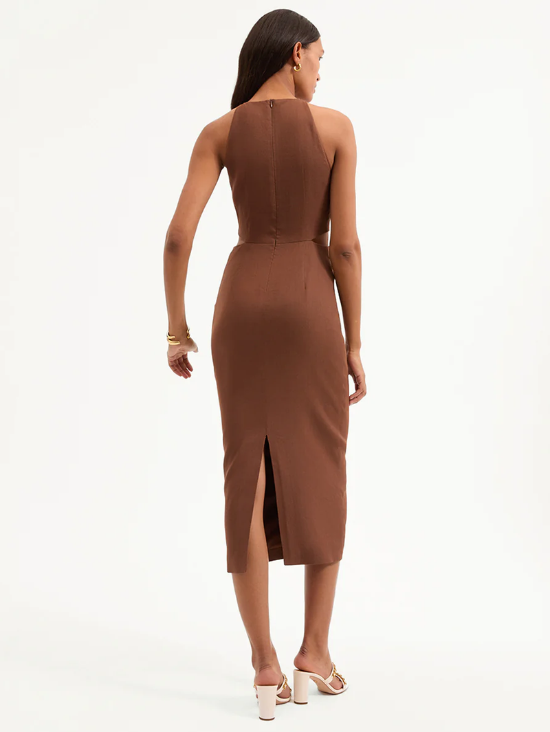 Isla Gold-Medallion Midi Dress