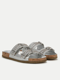 Paige Buckle Sandal in Silver