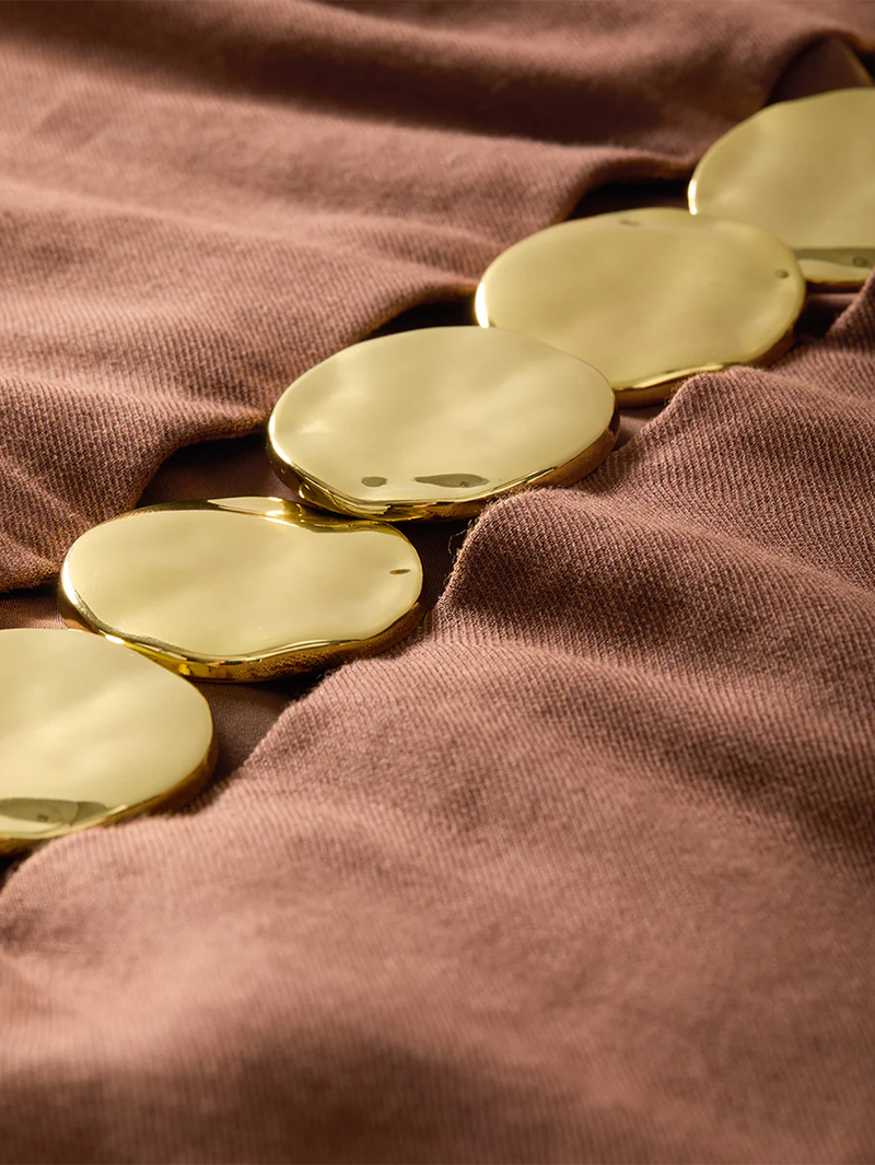 Isla Gold-Medallion Midi Dress