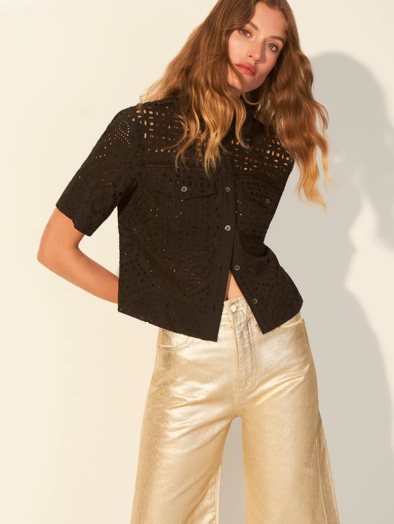 Spruce Eyelet Short-Sleeve Button-Down