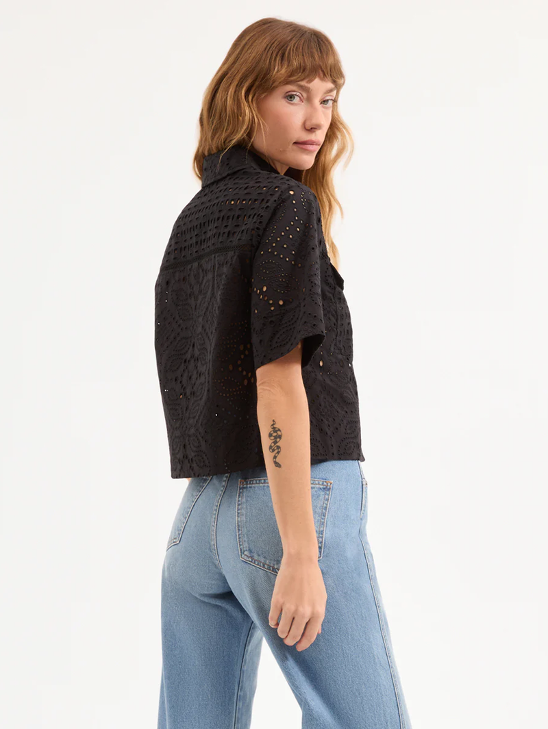 Spruce Eyelet Short-Sleeve Button-Down