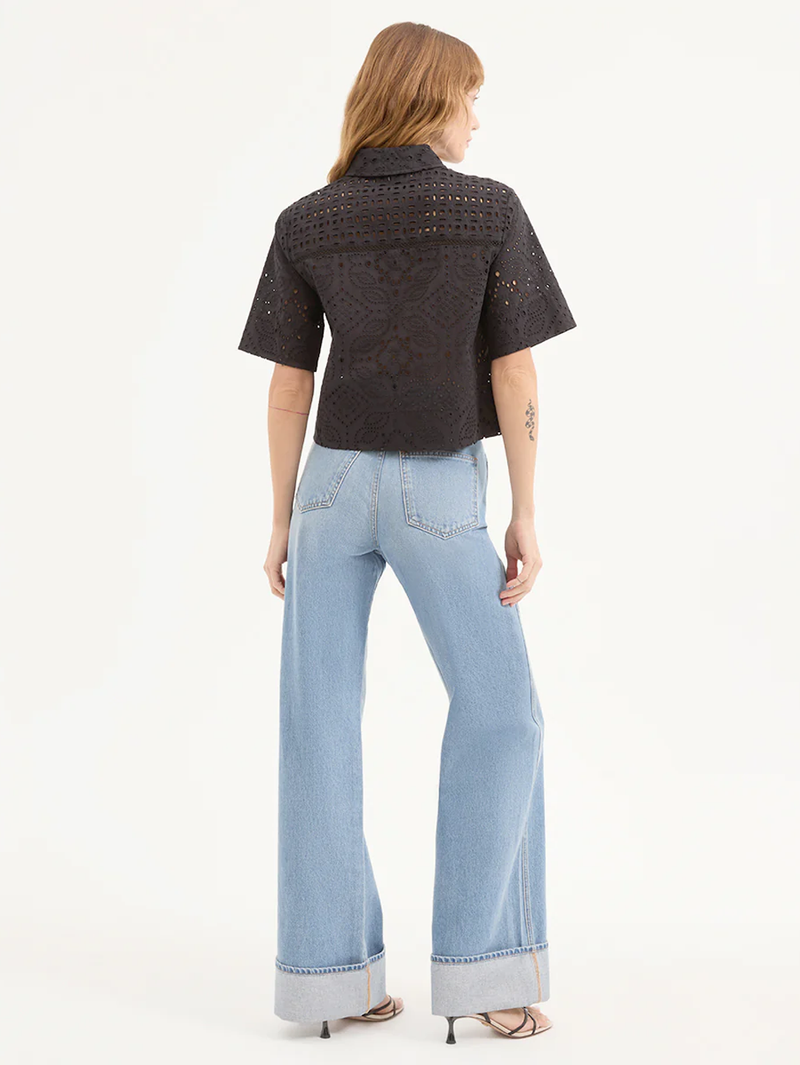 Spruce Eyelet Short-Sleeve Button-Down