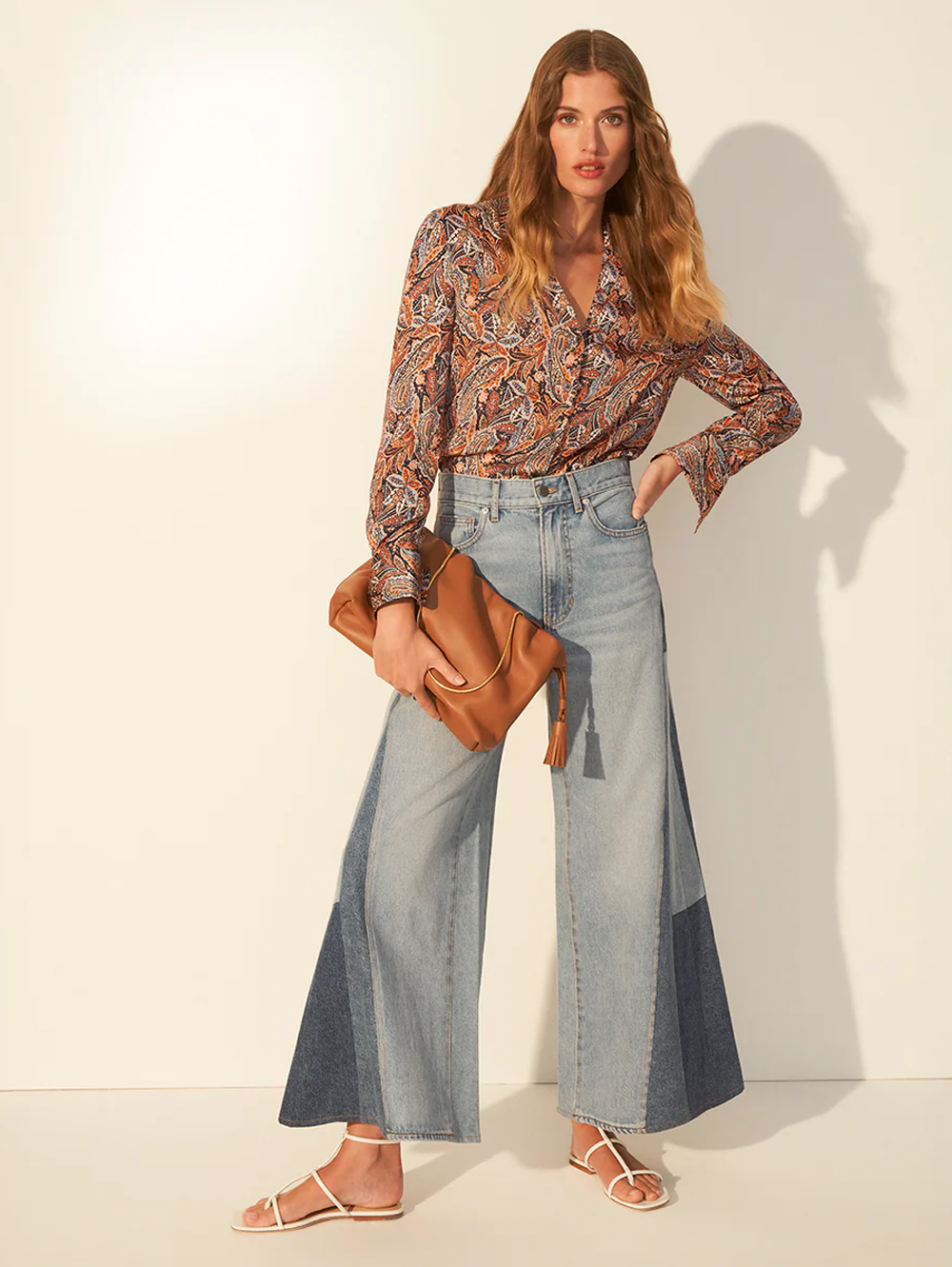Vicki Patchwork Wide-Leg Jean
