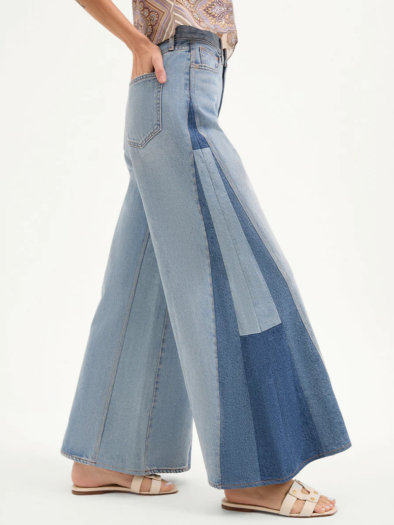 Vicki Patchwork Wide-Leg Jean