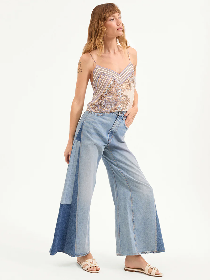 Vicki Patchwork Wide-Leg Jean