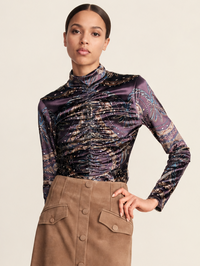 Nate Top in Dark Eggplant Multi