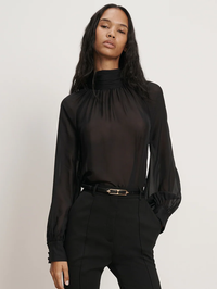 Alyssa Silk Turtleneck Blouse by VERONICA BEARD-Black-AMY Atelier