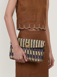 VERONICA BEARD Anchor Raffia Clutch in Purple Multi in PURPLE MULTI STRIPE – Image 2