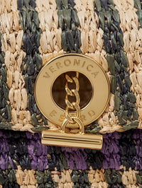 VERONICA BEARD Anchor Raffia Clutch in Purple Multi in PURPLE MULTI STRIPE – Image 4