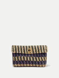 VERONICA BEARD Anchor Raffia Clutch in Purple Multi in PURPLE MULTI STRIPE – Image 5