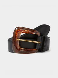 Arch Resin-Buckle Leather Belt by VERONICA BEARD-Black-AMY Atelier