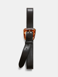 Arch Resin-Buckle Leather Belt by VERONICA BEARD - View 2