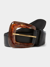 Arch Resin-Buckle Leather Belt by VERONICA BEARD - View 3