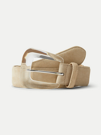 Arch Resin-Buckle Suede Belt in Stone Khaki by VERONICA BEARD-STONE KHAKI-AMY Atelier