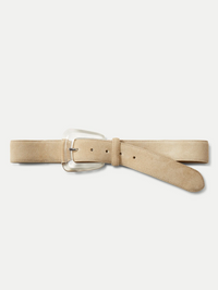 Arch Resin-Buckle Suede Belt in Stone Khaki by VERONICA BEARD - View 3