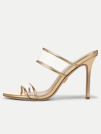 VERONICA BEARD Asha Stiletto Sandal in CLEAR/PALE GOLD – Image 1