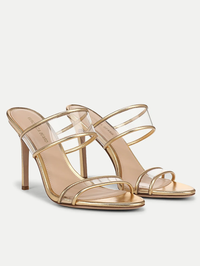VERONICA BEARD Asha Stiletto Sandal in CLEAR/PALE GOLD – Image 3